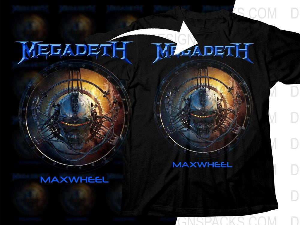 Megadeth Maxwheel Sci-Fi Cyber Skull Metallic Design Png Halftone Digital Download