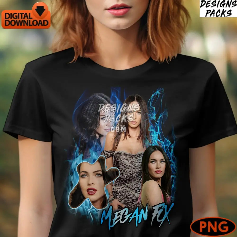 Megan Fox Digital Art Print Celebrity Portrait Png Instant Download