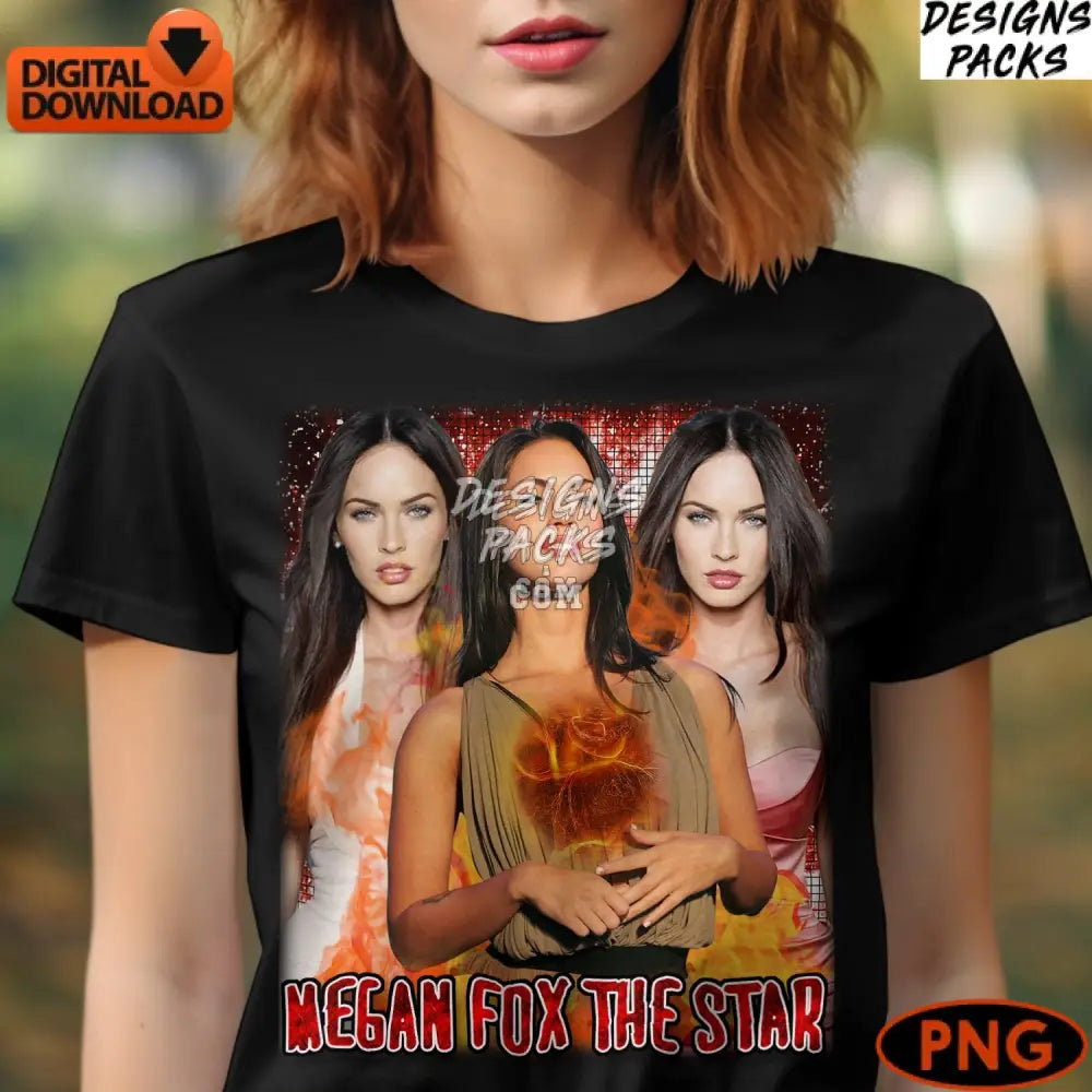 Megan Fox Digital Artwork Unique Celebrity Portrait Instant Download Png File