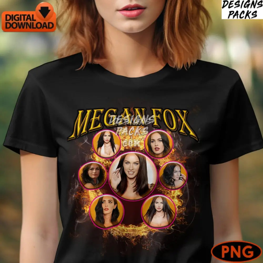 Megan Fox Inspired Digital Art Hollywood Celebrity Portrait Instant Download Png File