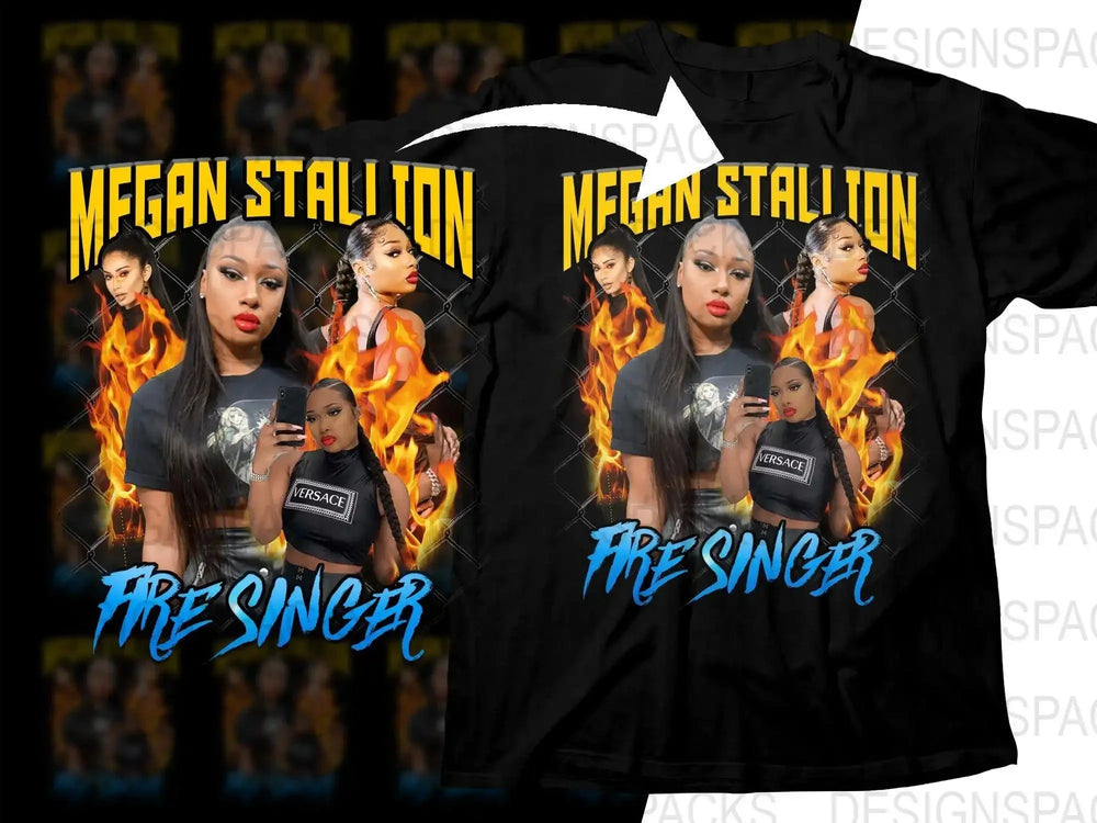 Megan Thee Stallion Fire Singer Graphic Bootleg Music Png Digital Download