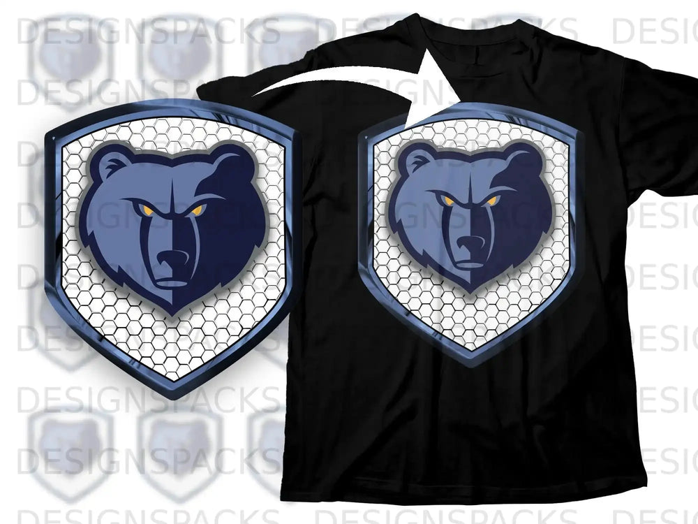 Blue Bear Emblem with Honeycomb Shield T-shirt