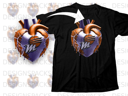 Melting Basketball Heart Design T-Shirt for Enthusiasts