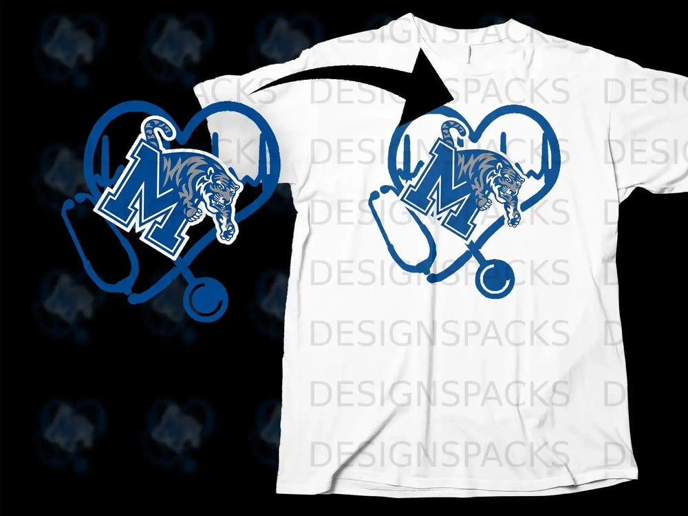 University Pride Graphic Tee With Heart and Tiger Design
