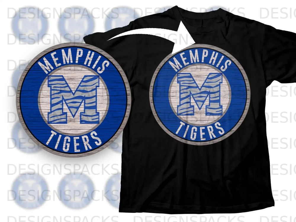 Memphis Tigers logo on black shirt design product