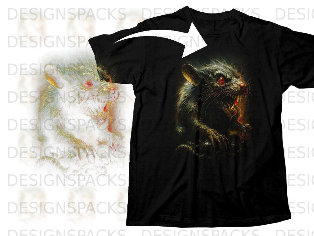 Black t-shirt featuring a detailed graphic of an aggressive wolf-like creature.