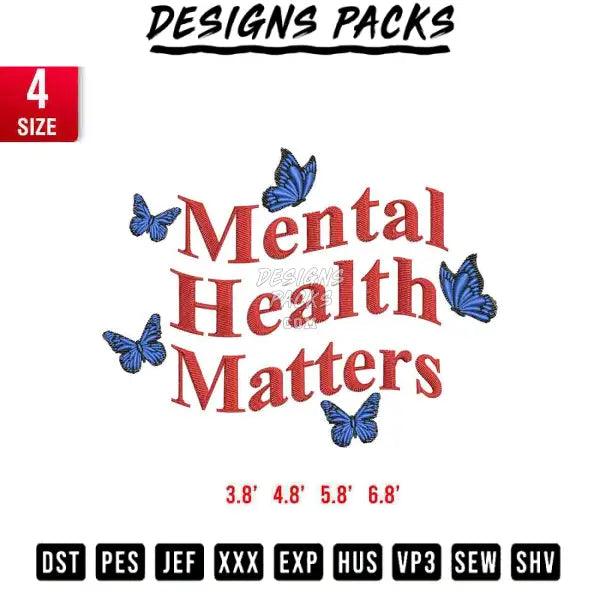 Mental Health Matters Butterflies Embroidery Design 