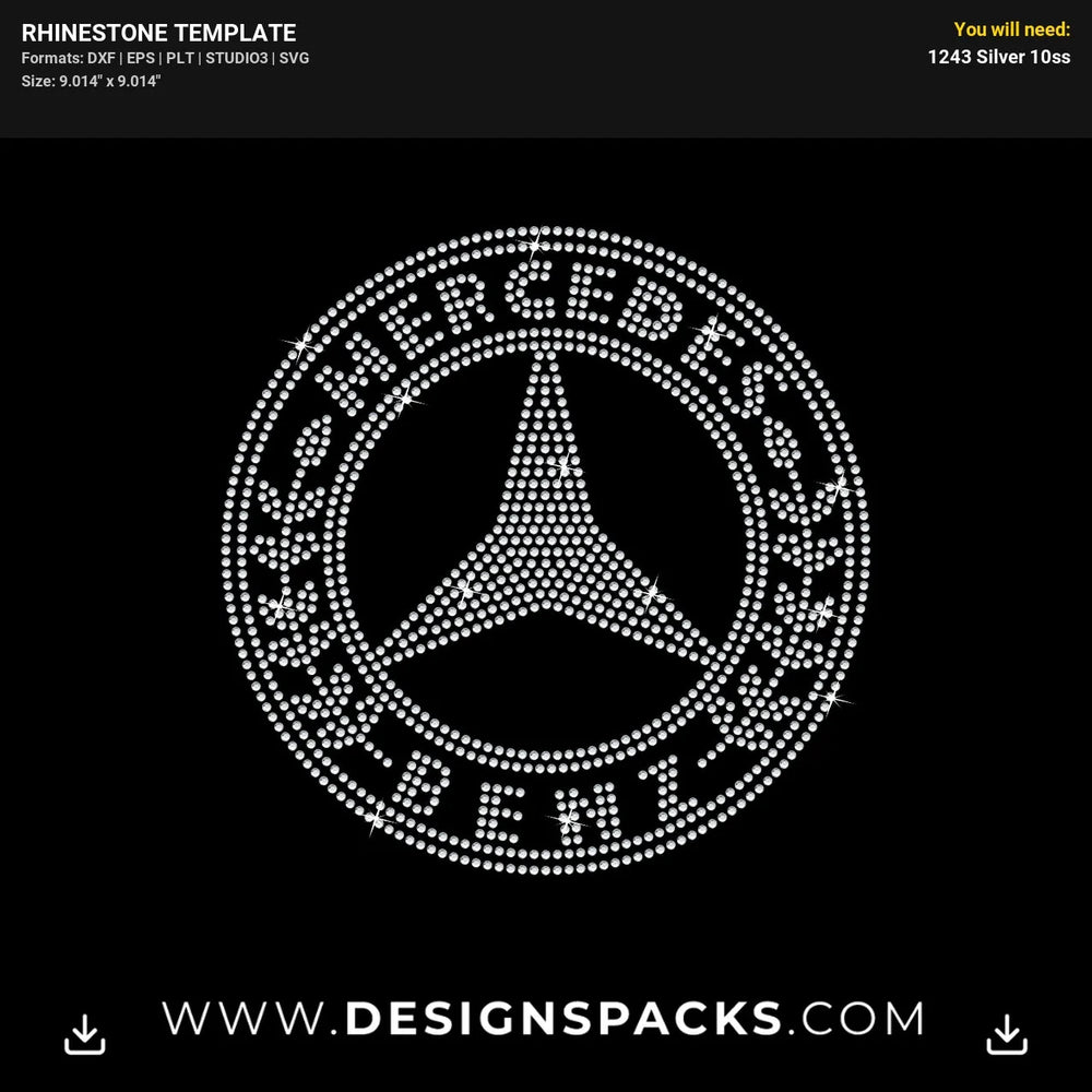 Mercedes Benz Circle Logo Rhinestone Digital Template