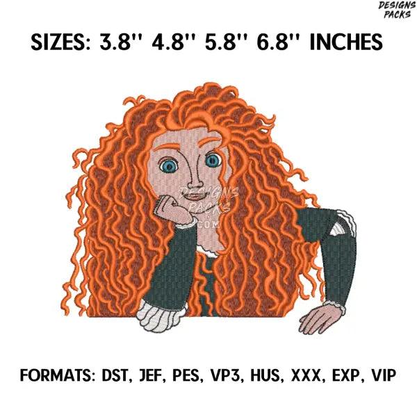 Merida Embroidery Design File, Brave Anime Embroidery Design, Machine Embroidery, Nike Swoosh Embroidery Design