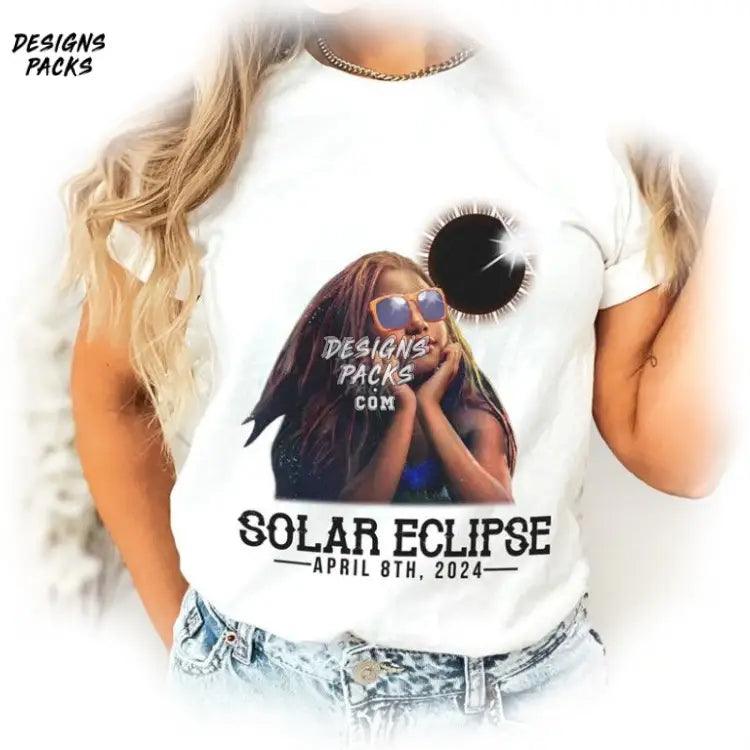 Mermaid Solar Eclipse 2024 Cartoon Black Total Png Design