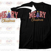 Festive Merry Christmas T-Shirt, Holiday Graphic Tee, Sparkling Star Design, Unisex Black Shirt