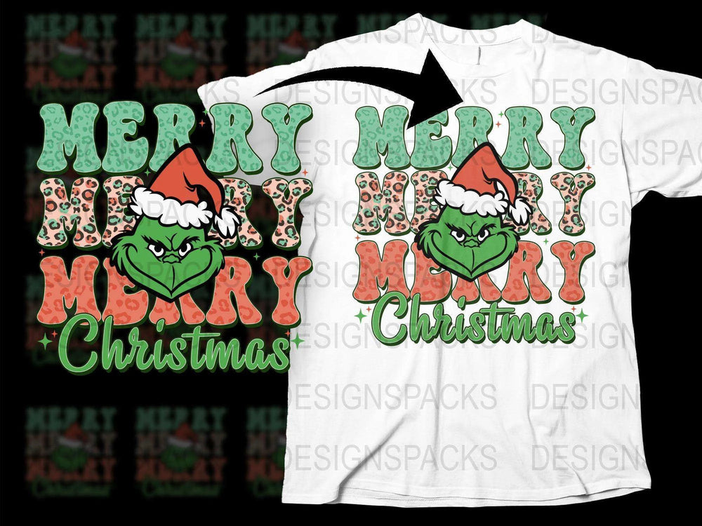 Merry Grinch Christmas T-Shirt, Festive Holiday Tee, Santa Hat Grinch Graphic, Unisex Shirt