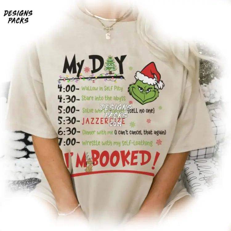 Merry Grinchmas Christmas Matching My Day Im Booked Vintage Png Design