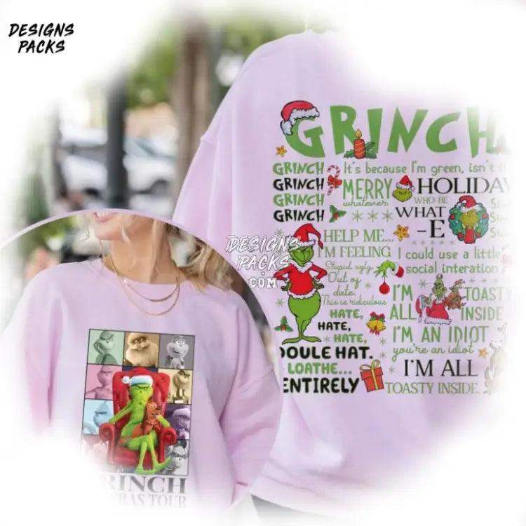 Merry Grinchmas Christmas Movie Two - Sided Eras Tour Png Design