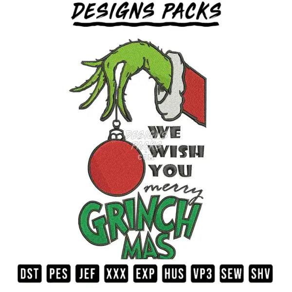 merry grinchmas Embroidery Design 3.8" 4.8" 5.8" 6.8"