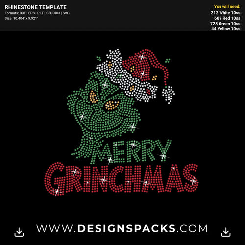 Merry Grinchmas Grinch Rhinestone Digital Template
