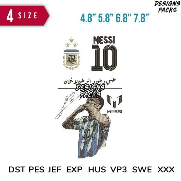 Messi #10 Argentina soccer embroidery design in 4 sizes, DST PES JEF formats for instant download