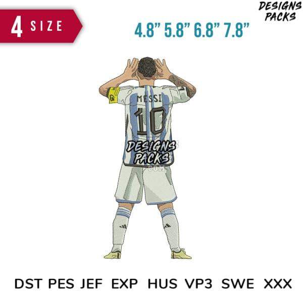 Messi soccer jersey embroidery design in 4 sizes, compatible with DST PES JEF formats for instant download