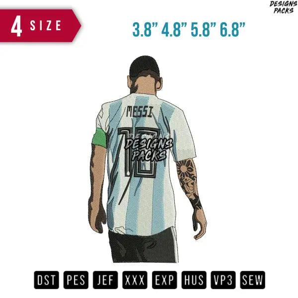 Messi back looking Down Embroidery Design