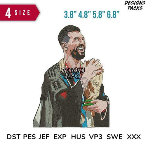 Embroidery design of a bearded man in sports jacket, available in multiple sizes and formats