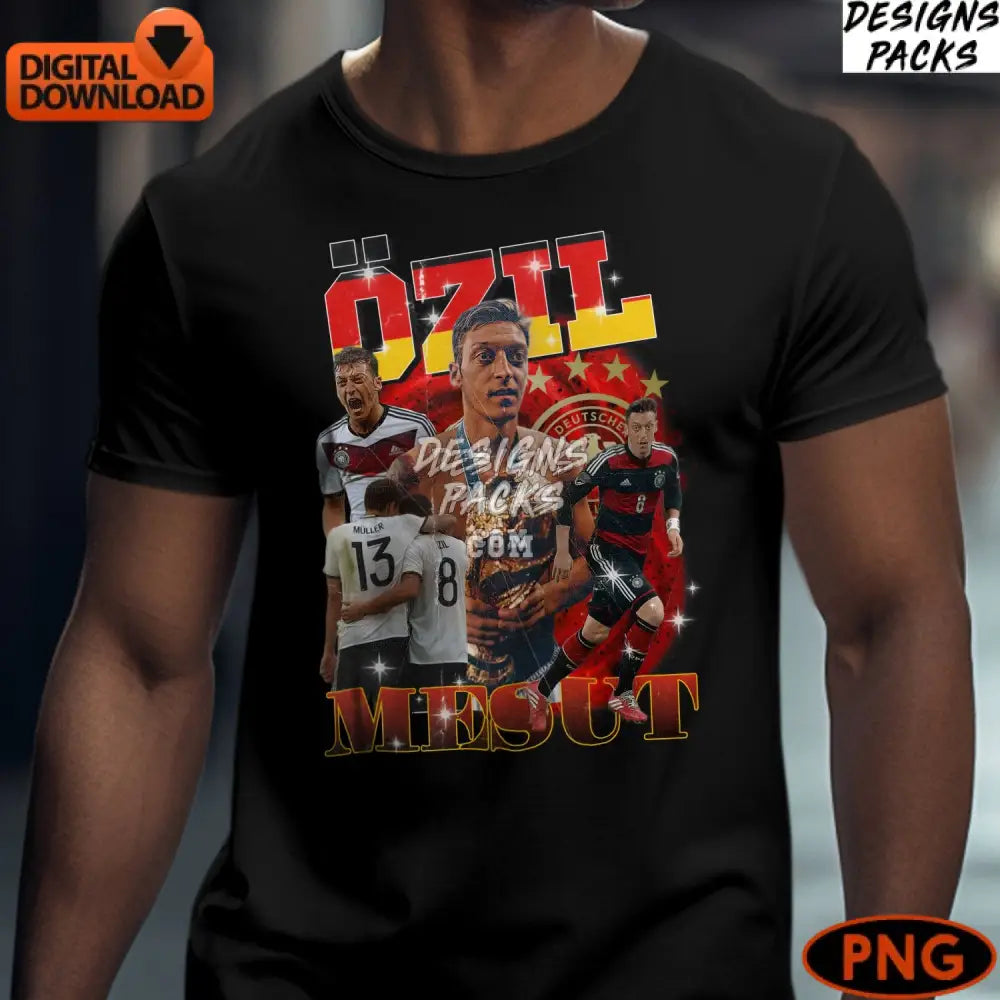 Mesut Ozil Digital Soccer Star Collage Germany Football Team Art Instant Download