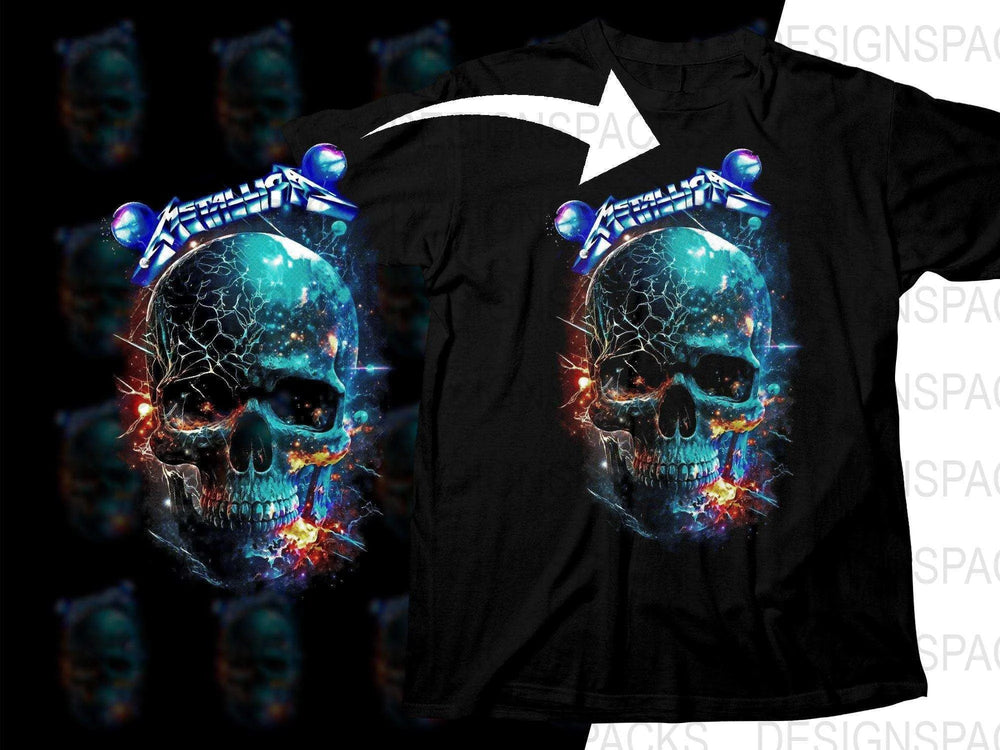 Metallica Electric Skull Graphic Rock Band Design Png Halftone Digital Download