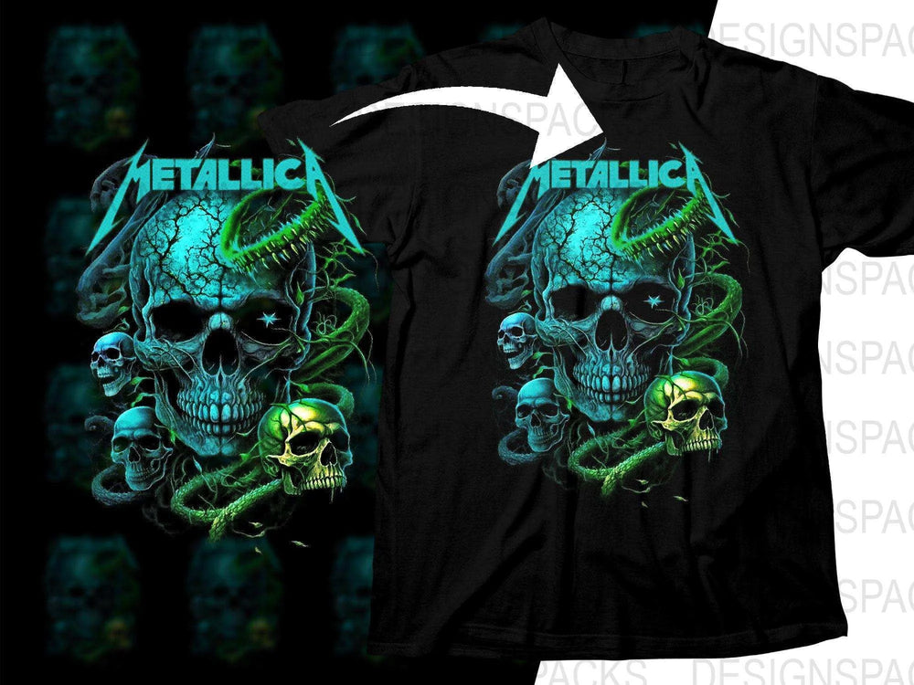 Metallica Electric Skull Rock Band Design Graphic Png Halftone Digital Download