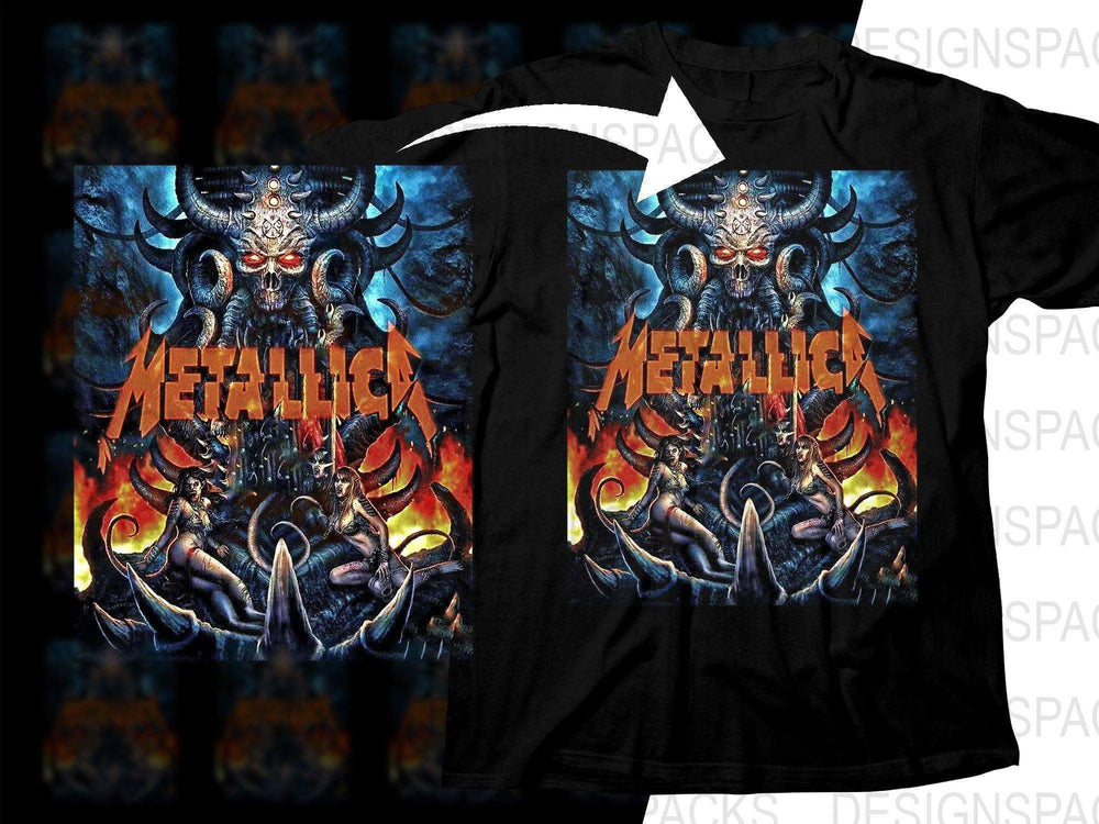Metallica Fiery Skull Graphic Heavy Metal Png Halftone Digital Download