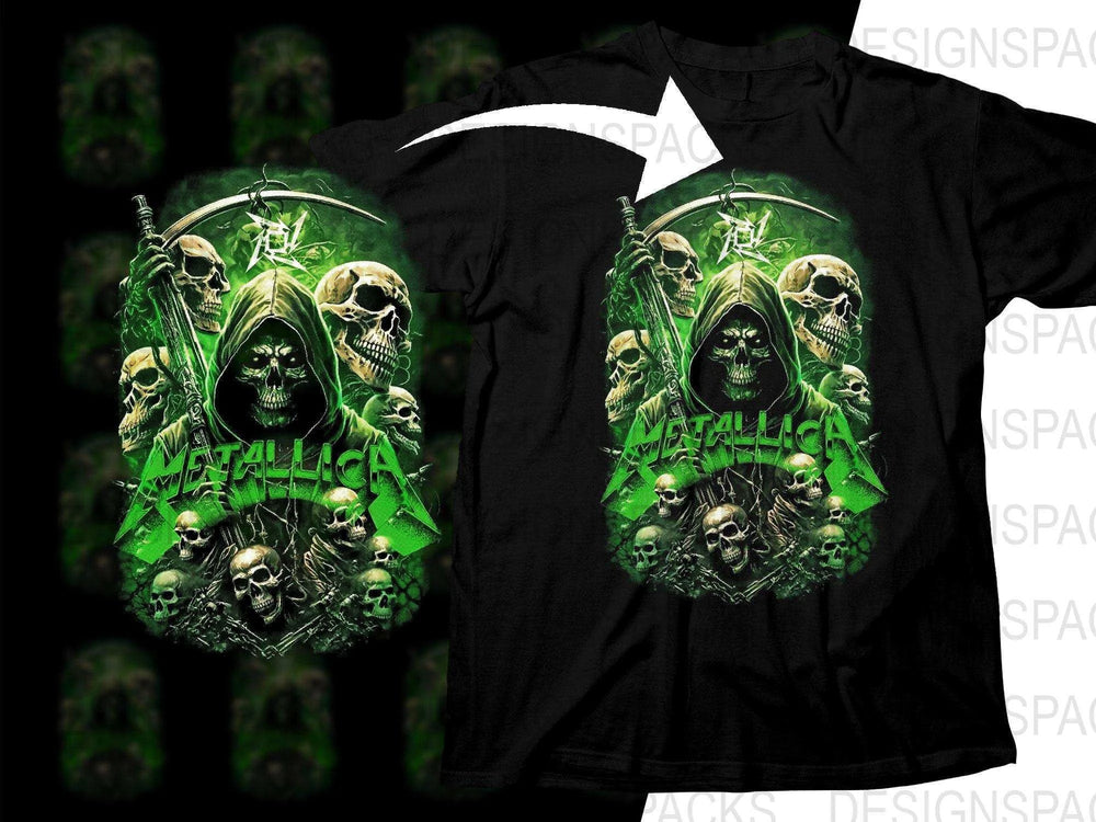 Metallica Grunge Skull Reaper And Skulls Rock Band Graphic Png Halftone Digital Download