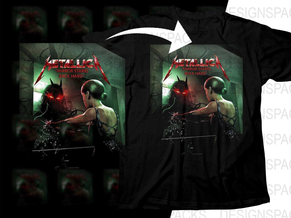Metallica Mirror Stares Back Hard Rock Music Band Graphic Png Halftone Digital Download