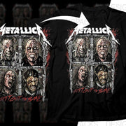 Metallica 'Spit Out the Bone' t-shirt design with band members and bold graphics