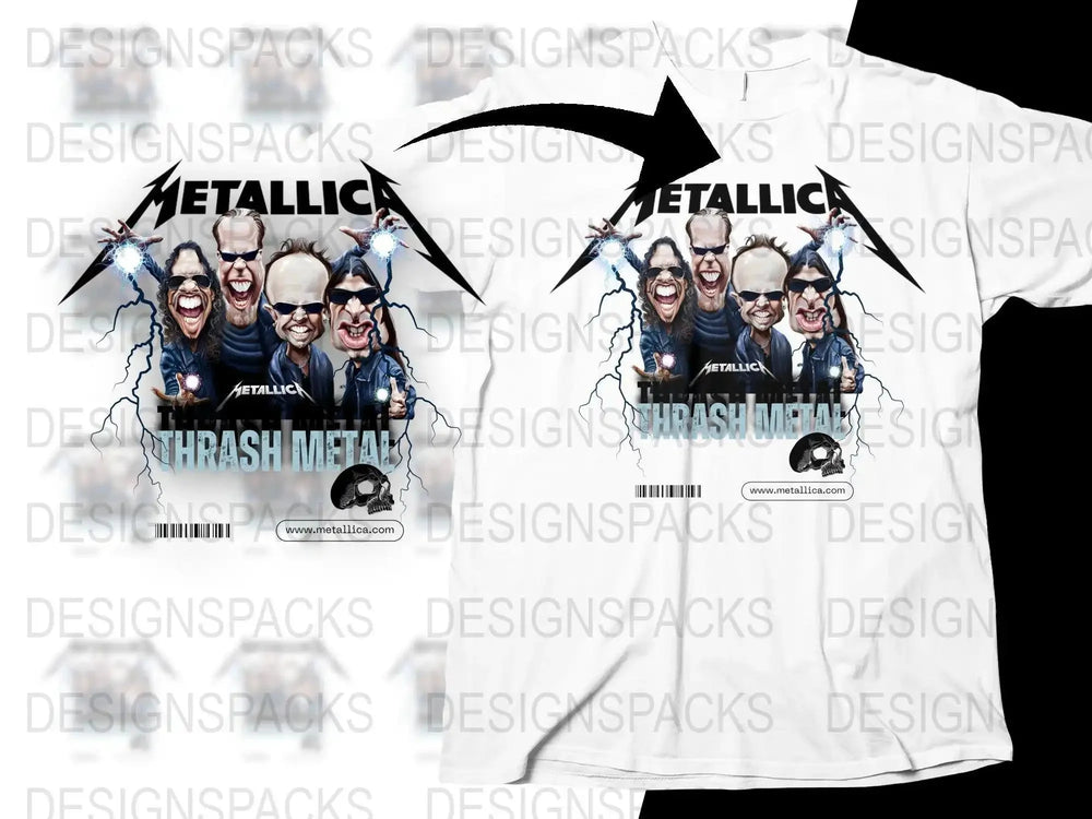 Metallica Thrash Metal Rock Band Funny Caricature Art Png Design Digital Download