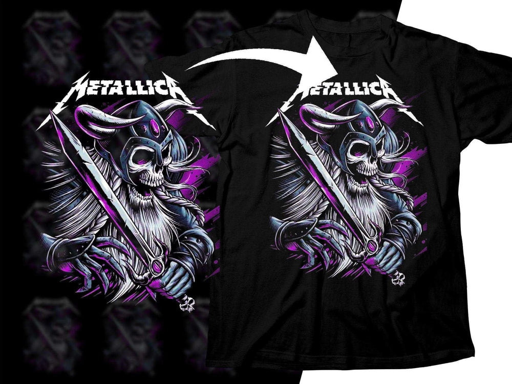 Metallica Viking Rock Band Illustration Png Halftone Digital Download