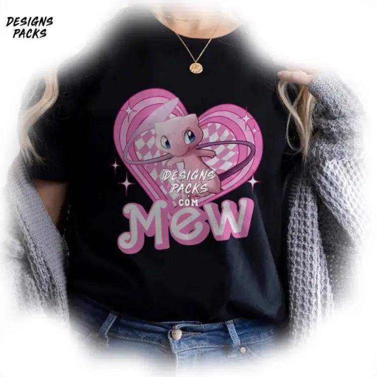 Mew Anime Fan Pkm Pink Doll Heart Style Png Design