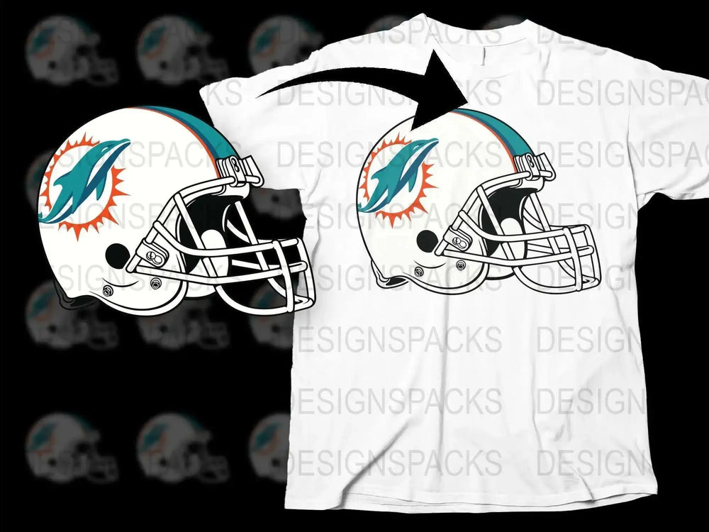 Miami Dolphins Football Helmet Graphic T-Shirt, Men's Sports Tee, NFL Fan Apparel, Casual Wear
