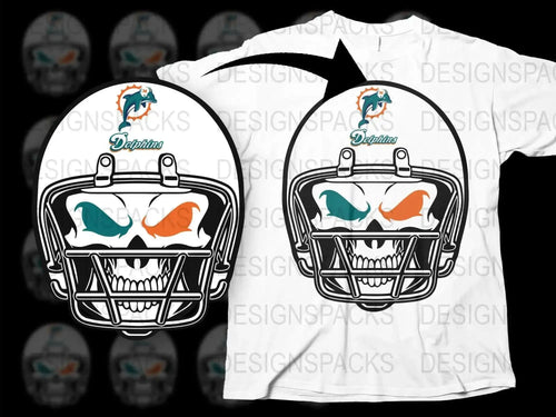 Miami Dolphins Football Helmet Graphic T-Shirt, NFL Sports Fan Apparel, Unisex White Tee