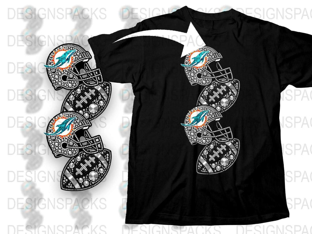 Miami Football T-Shirt, Unique Dolphin Graphic, Men's Sports Tee, Casual Black Shirt with Vibrant Print