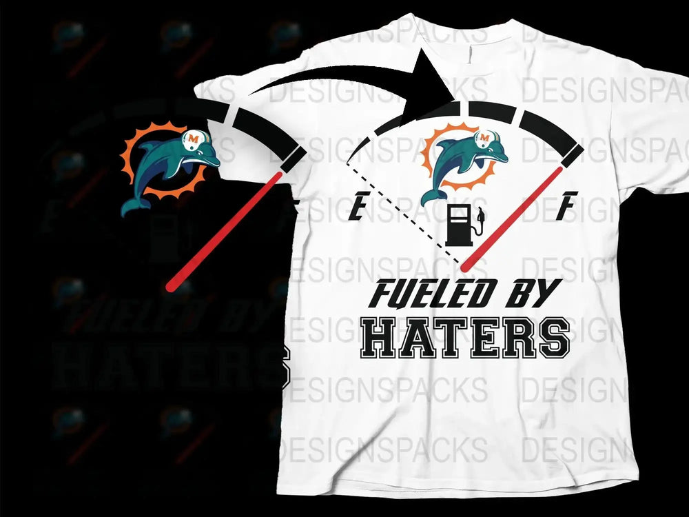 Fueled by Haters Sports Team Logo T-Shirt, Graphic White Tee, Football Fan Apparel, Bold Statement Shirt