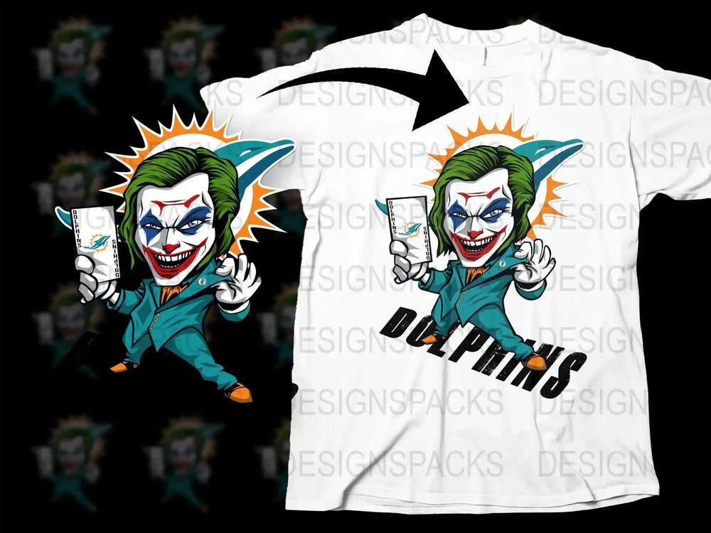 Miami Dolphins Joker Inspired Graphic Png Digital Download
