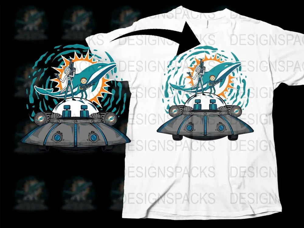Miami Dolphins NFL Rick And Morty Parody Png Digital Download