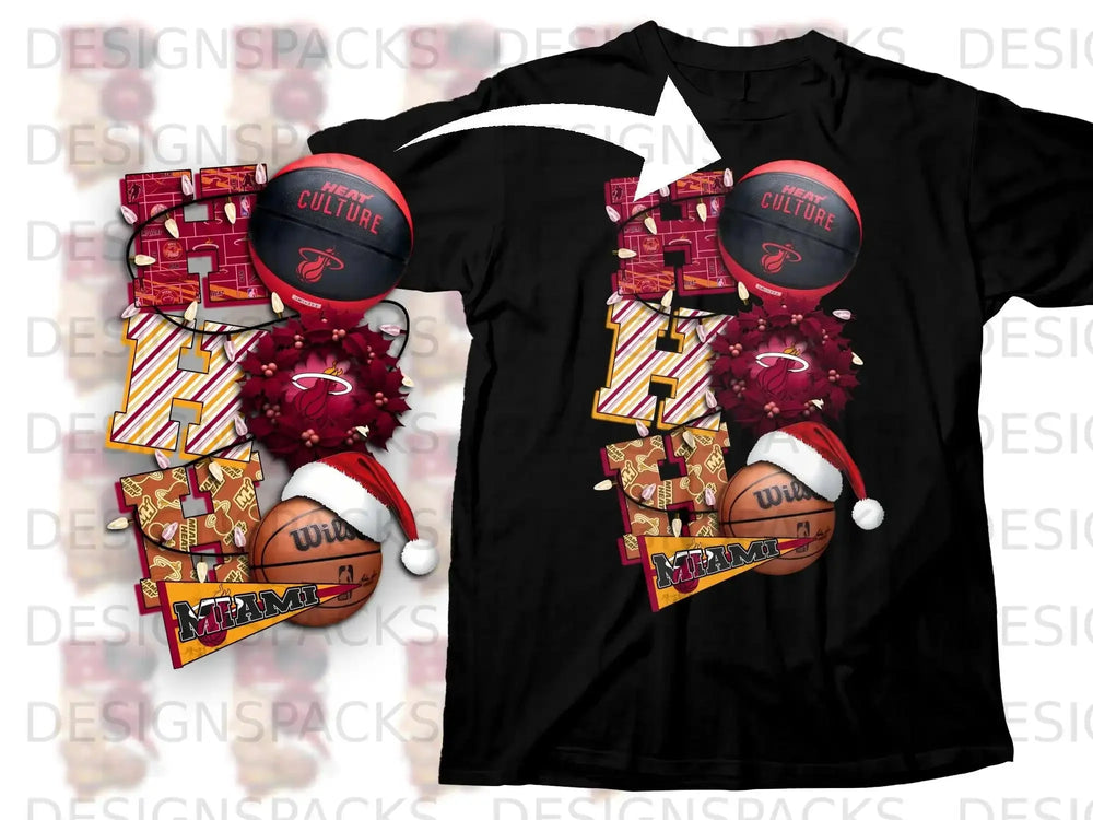 Miami Heat Culture Basketball Christmas T-shirt Design