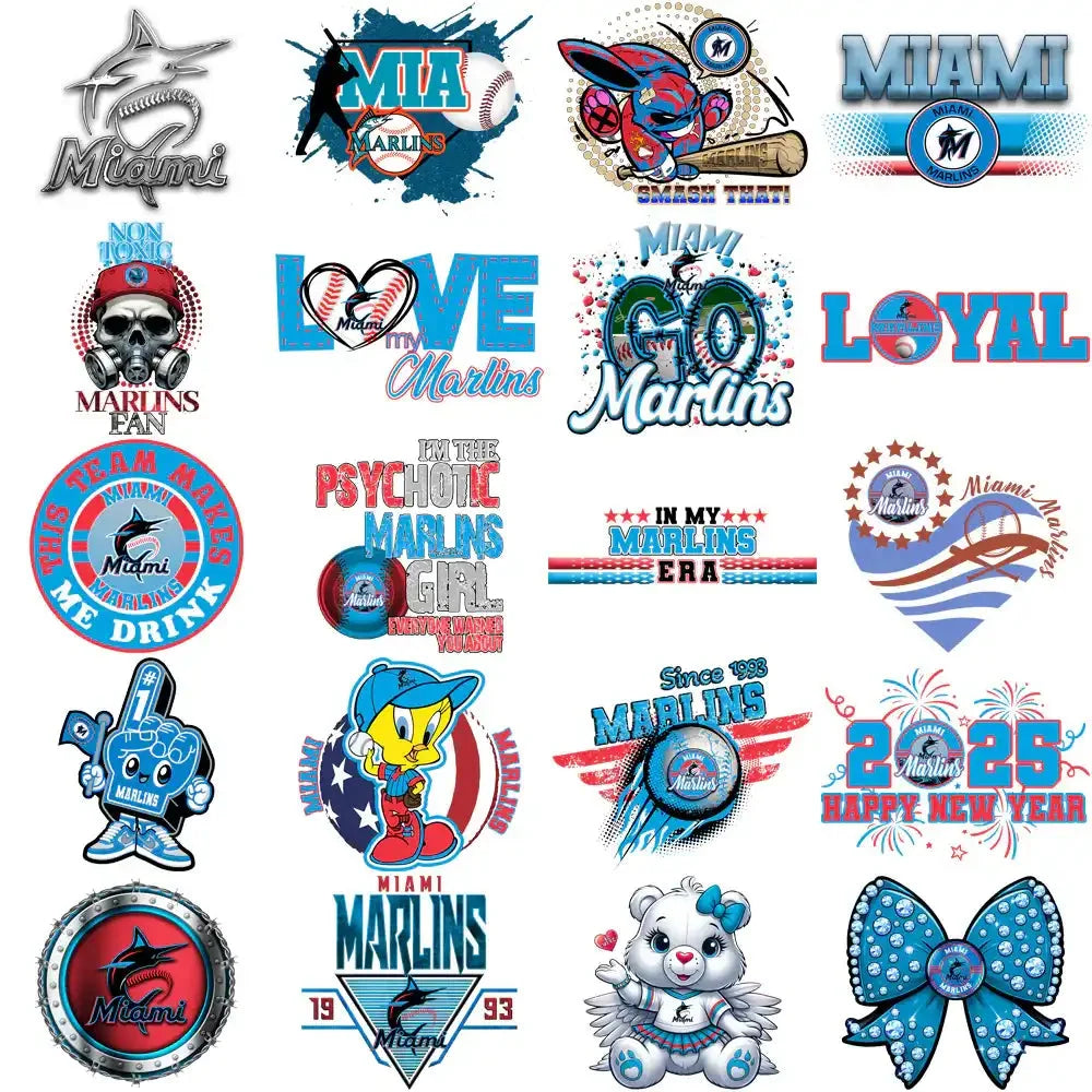 66 Miami Marlins Baseball Designs Bundle PNG