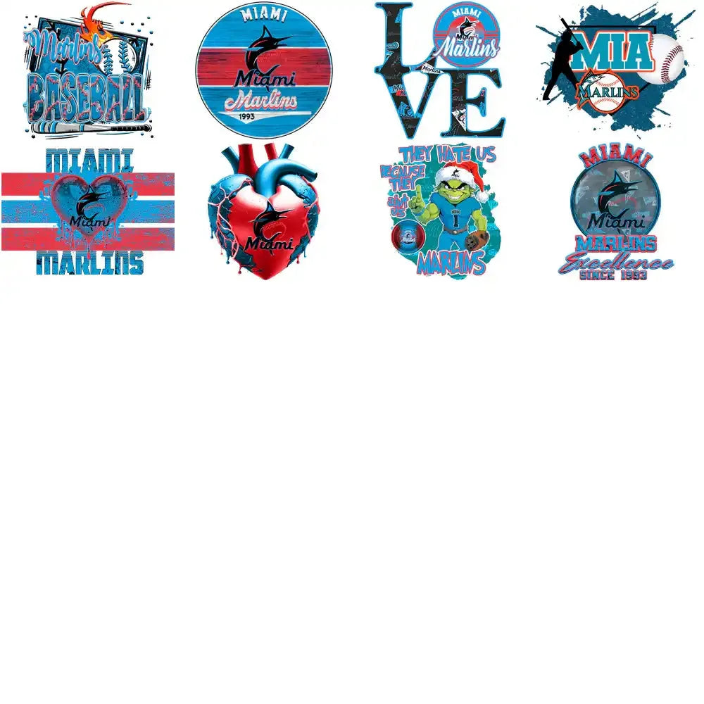 66 Miami Marlins Baseball Designs Bundle PNG