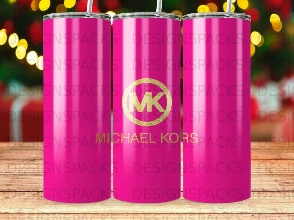 Michael Kors Logo Hot Pink Gold Glitter Tumbler Digital Wrap Design