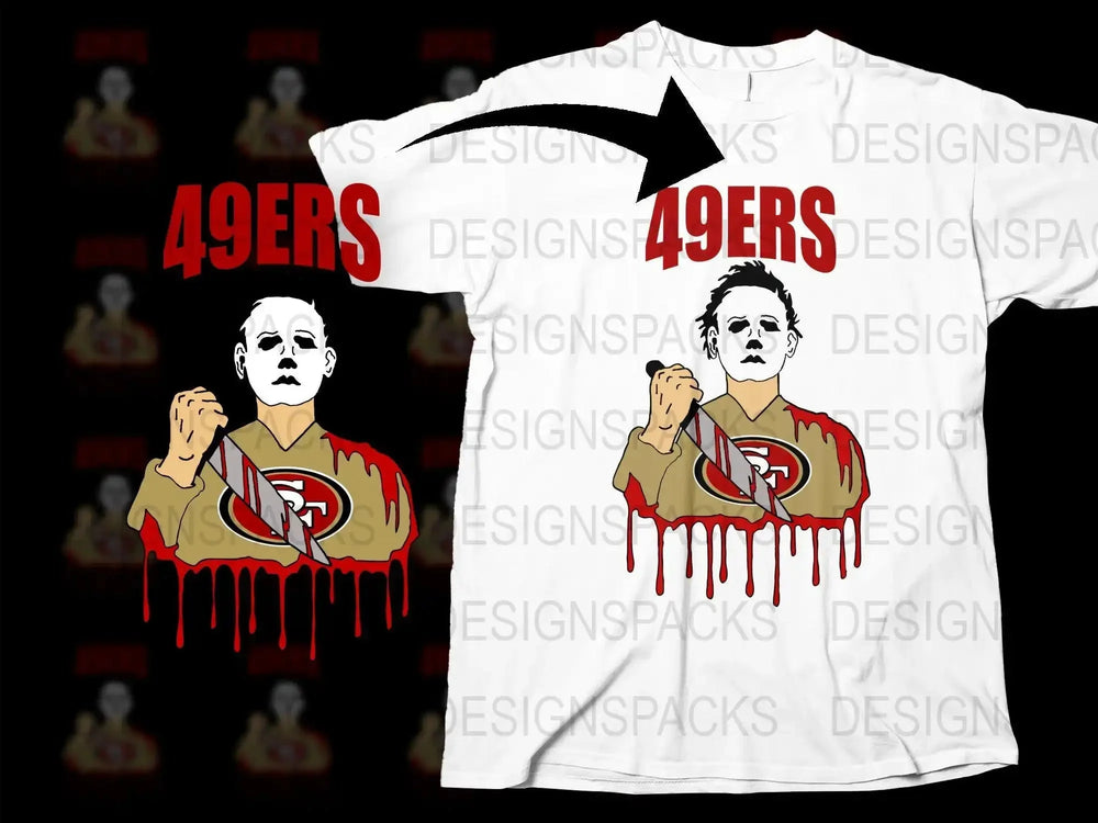 Michael Myers 49ers Dripping Halloween Graphic Png Digital Download