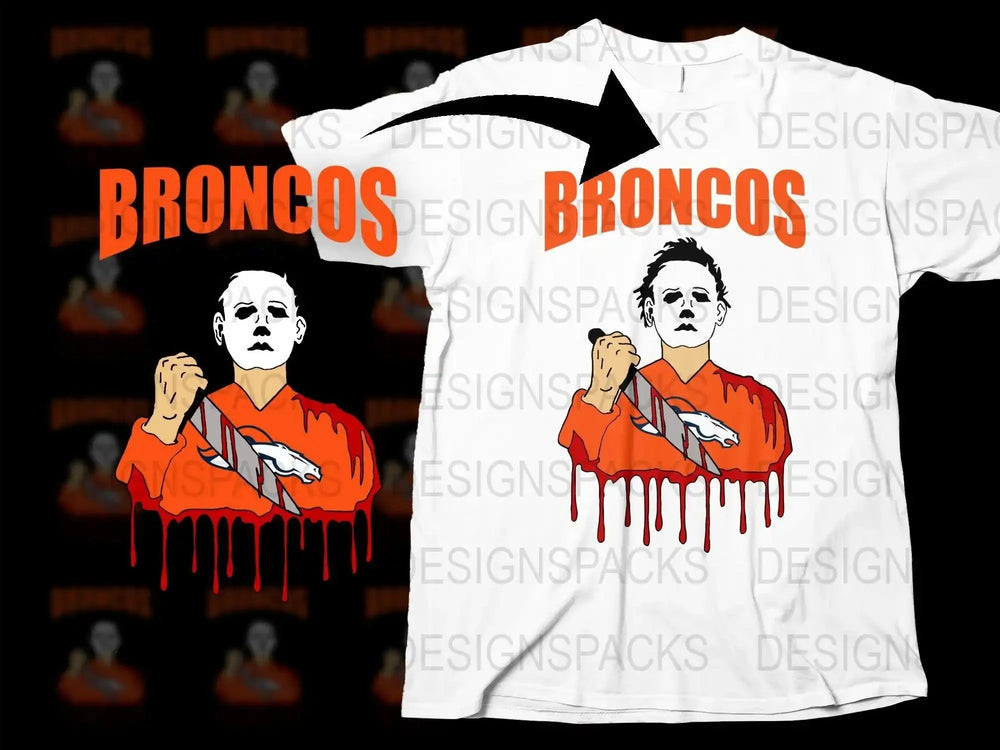 Michael Myers Broncos Inspired Graphic Halloween Png Digital Download