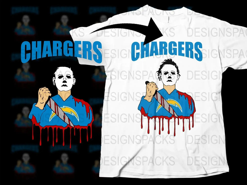 Michael Myers Chargers Design Horror Theme Png Digital Download