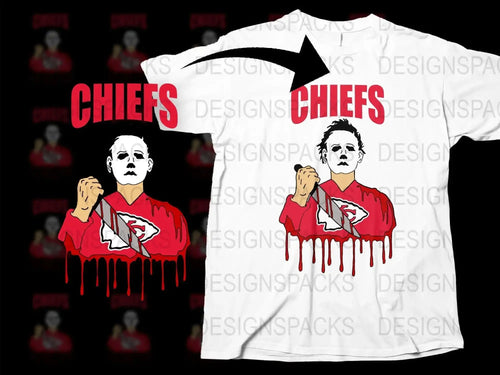 Michael Myers Chiefs Theme Dripping Design Png Digital Download
