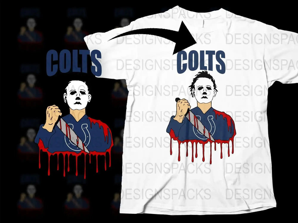 Michael Myers Colts Halloween Horror Style Png Digital Download