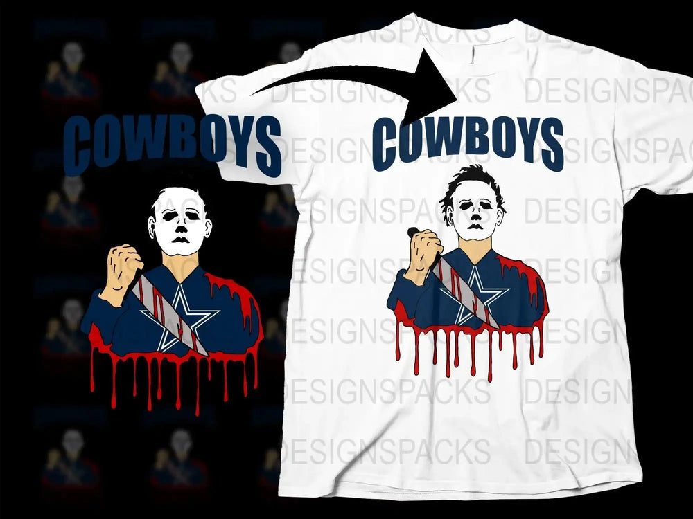 Michael Myers Cowboys Crossover Design Fan Png Digital Download